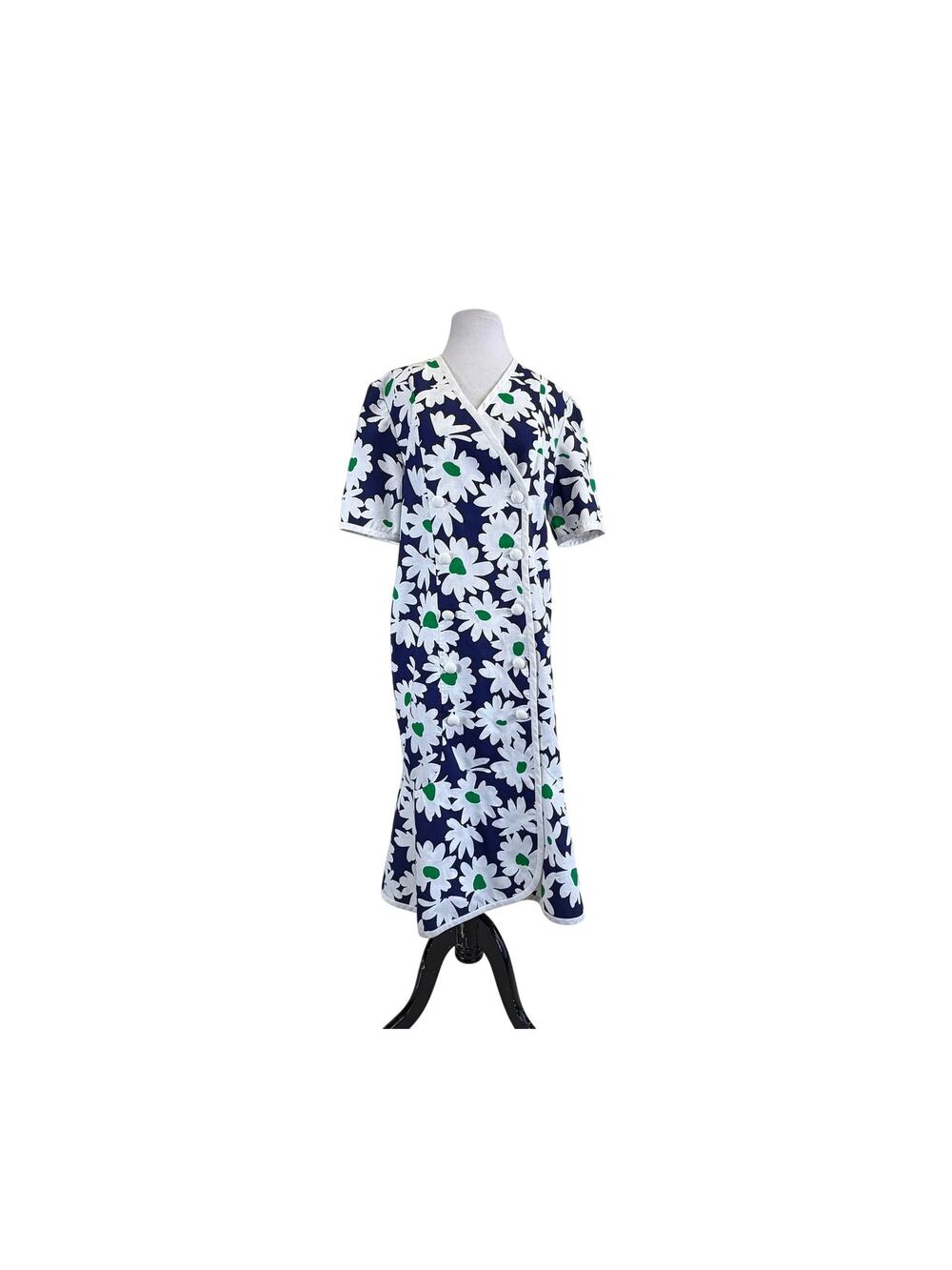 1960's Carelle Blue and White Floral Coat Dress